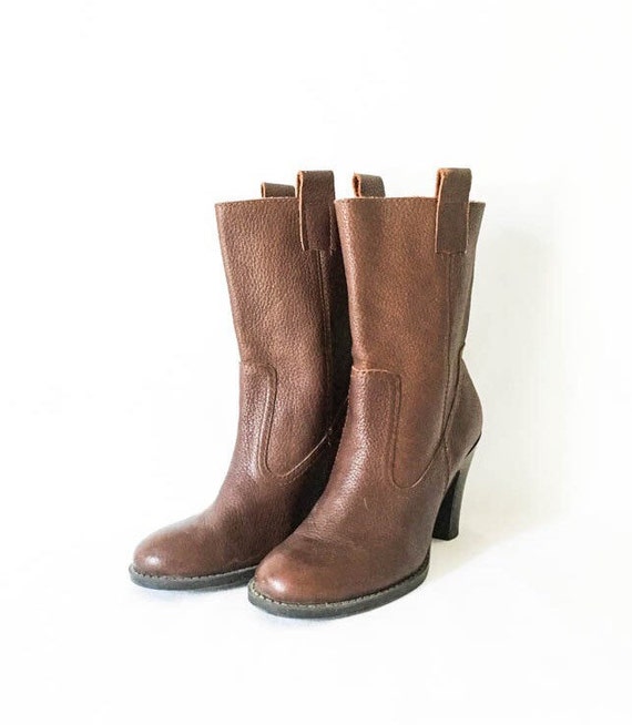 mid calf leather womens boots