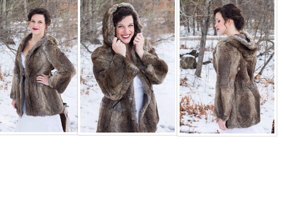 Women's Hooded Rabbit fur coat jacket - Winter fur