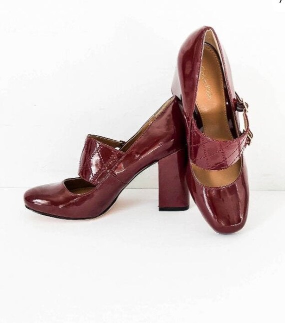 burgundy mary jane pumps
