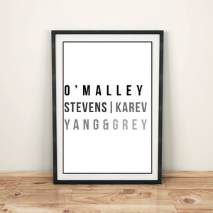 Grey&#39;s Anatomy Original Interns Printable Poster