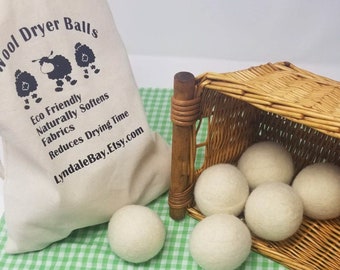 Organic Wool Dryer Balls  Made in USA, Perfect size for your Laundry Natural Wool Dryer Balls  for a  Chemical Free home, great for diapers