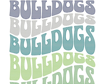 Bulldogs Stacked Typography Embroidery File, Instant Download, Sketch Fill Embroidery, Sports Team Embroidery File, Bulldogs Embroidery File