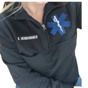 Reflective EMS Emt or Paramedic Jobshirt Jacket, with Radio pocket,  and mic clips. Navy or Black, First responder graduation gift