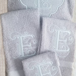 Monogrammed cotton bath towels