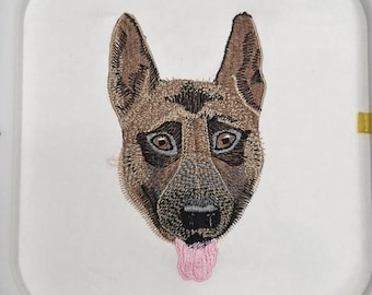 Belgian Malinois Embroidery Design: Dog Portrait K-9 (3x5 inches) (Instant Download