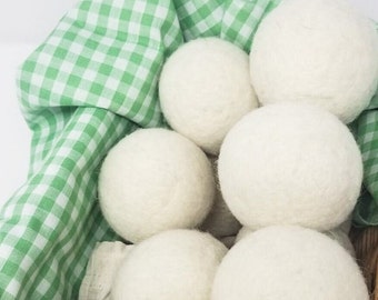 Organic Wool Dryer Balls Made in USA - Natural Fabric Softener Eco Friendly Laundry - Chemical Free Reusable Drying Balls New Apartment Gift