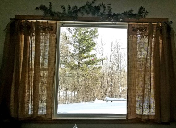 Embroidered Burlap Curtain Panel 40 Inch Wide Chick A Dee Etsy