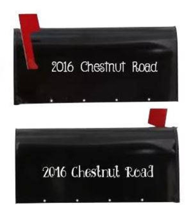 May include: Black mailbox with a red flag and white lettering that reads "2016 Chestnut Road".
