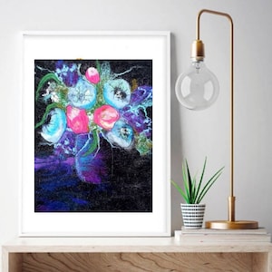 Flowers wool art, floral art, textile wall art