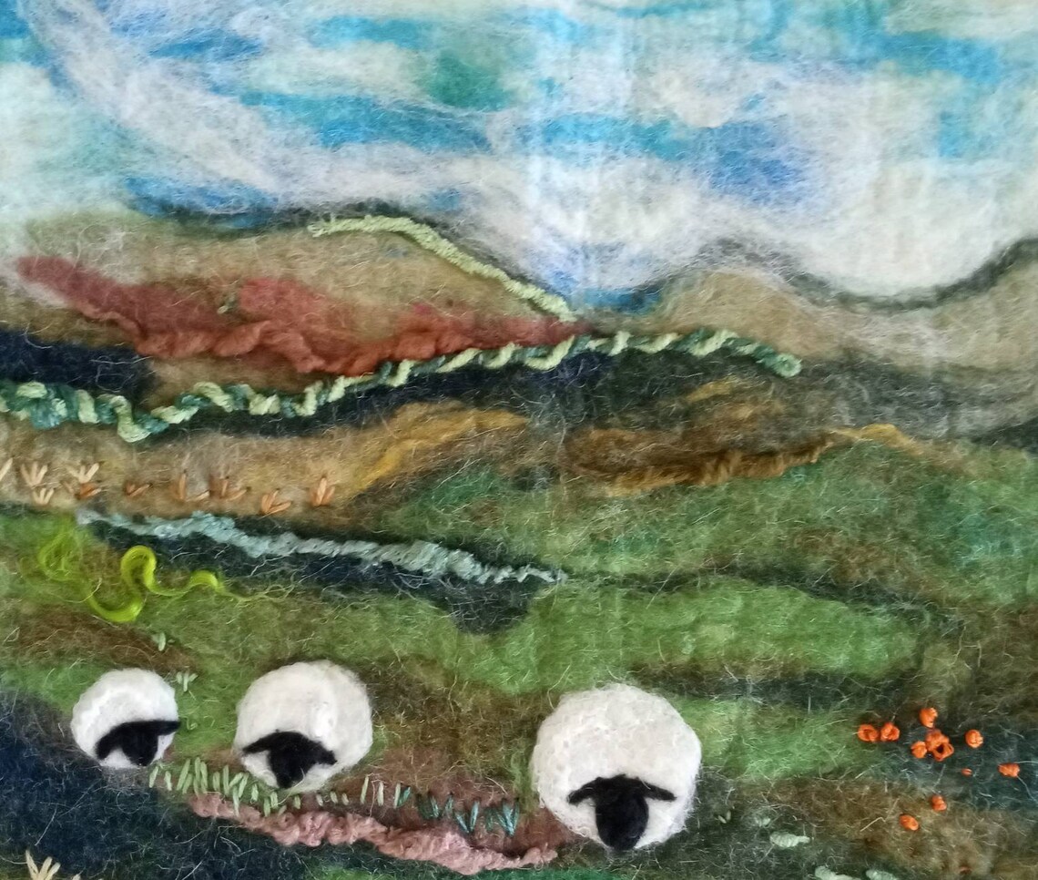 Colorful Mountains Felt Wall Art Landscape Felt Art Abstract Etsy