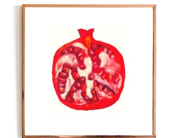 Pomegranate Wool Painting, Turkish Art Decor, Original Pomegranate Wall Art