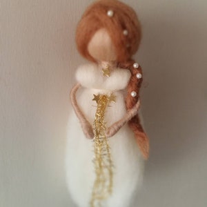 White Angel Ornament, Needle Felted noel art gift, Wool Tree Ornament, Christmas Decoration.