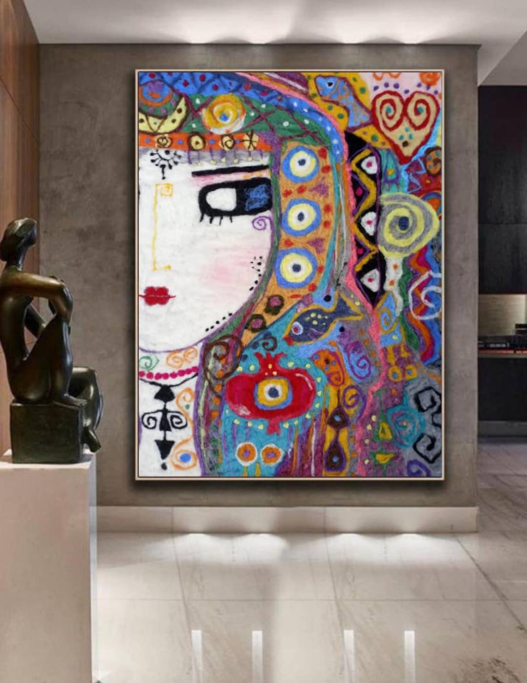 TURKISH GIRL Colorful Turkish Wool Painting Turkish Art - Etsy