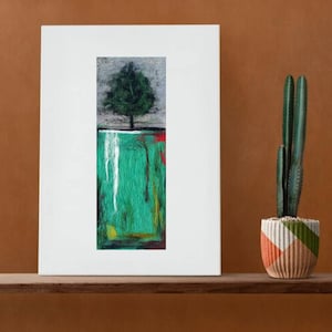 Contemporary Abstract Landscape Wool Painting, Mother&#39;s day Felt Gift, Modern Felt Art, Felted Wall Decor, Nature Felt Painting, Fiber Arts
