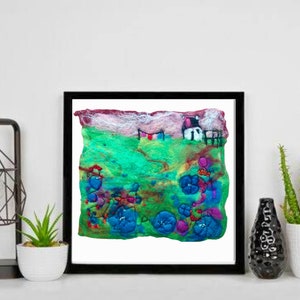Heaven Valley, Abstract Felt wall art, Original Needle Felt Painting, Wool Picture, Felt wall hanging.