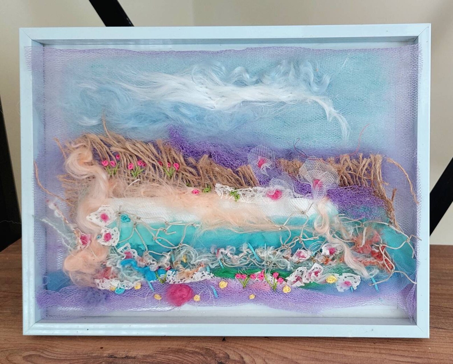 Picture of Embroidered Art Textile Wall Art abstract Embroidered Fabric - Etsy
