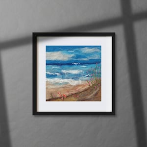 Seaside Wool Painting: Needle Felted Coastal Landscape Art