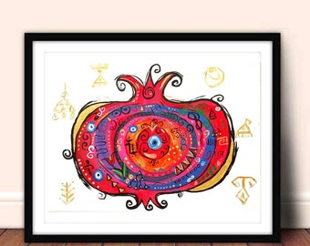 Turkish Pomegranate canvas original painting, turkish art, turkish painting