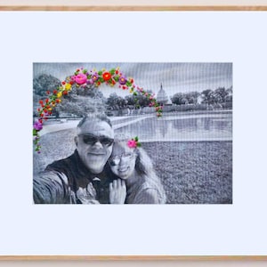 Custom Embroidery on photo ART GIFT,  Custom Hand Embroidery Art, Custom Order, Personalized gift mom