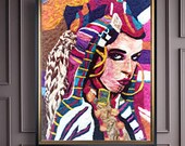 Needle Felted Woman Portrait: Armenian Textile Wall Art