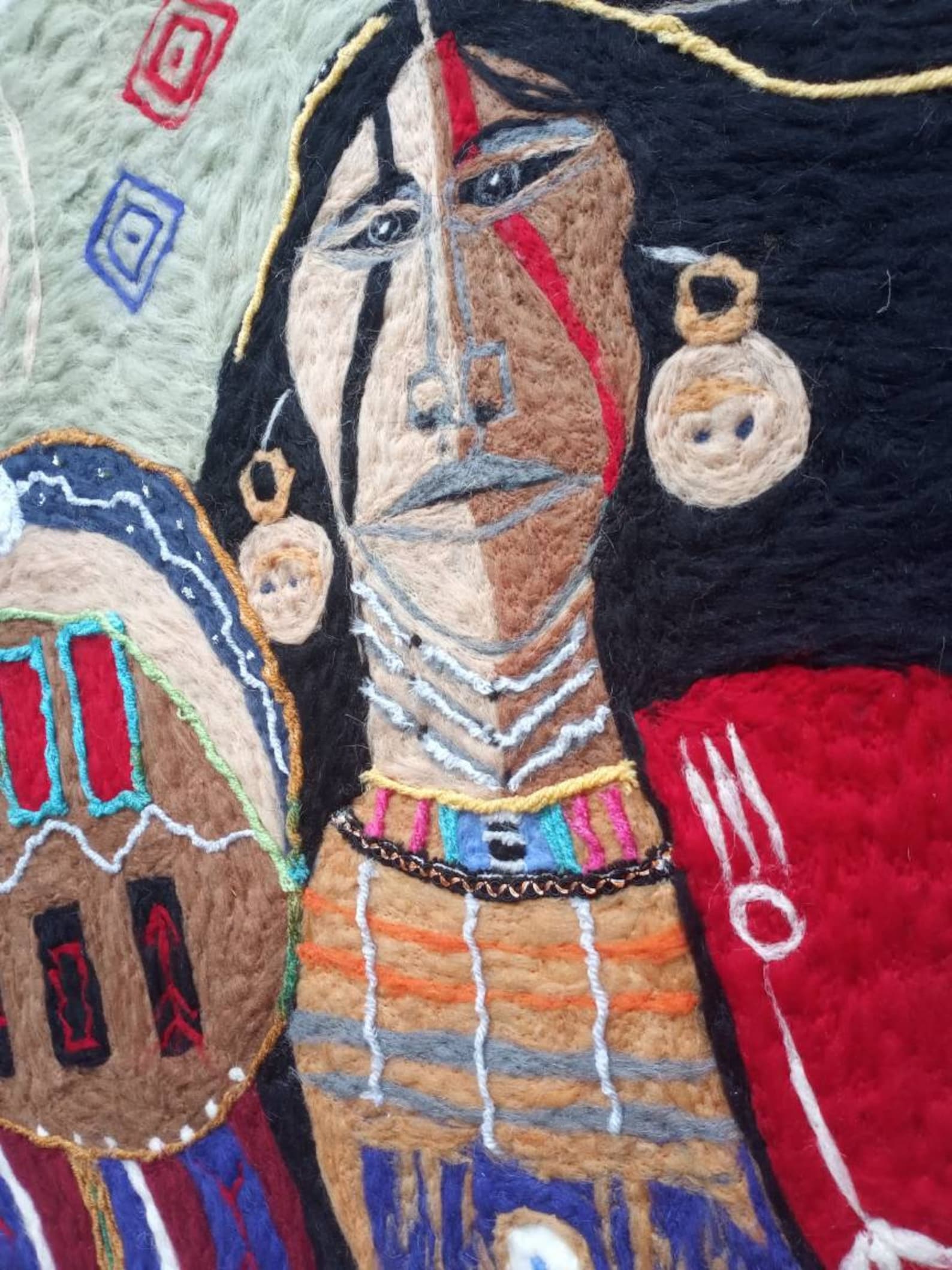 Native American Wool Painting Large Modern Wall Art