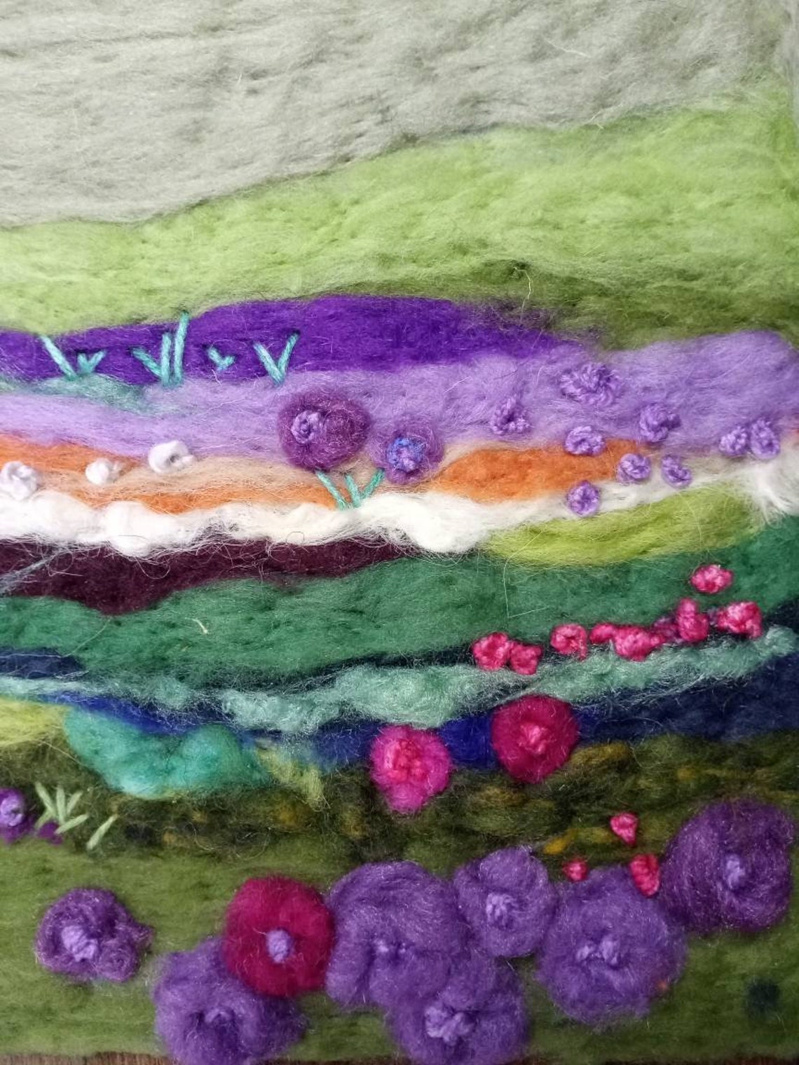 Purple Flowers Original wool painting Floral Abstract | Etsy