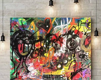 Original Graffiti Kunst, Acrylbild- Meine Gedanken, Urban Streetart, Acrylbild auf Leinwand