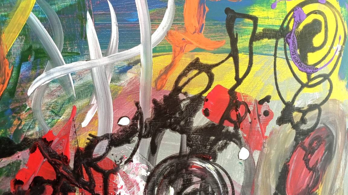 オリジナルグラフィティポップアート絵画：キャンバスに描かれた