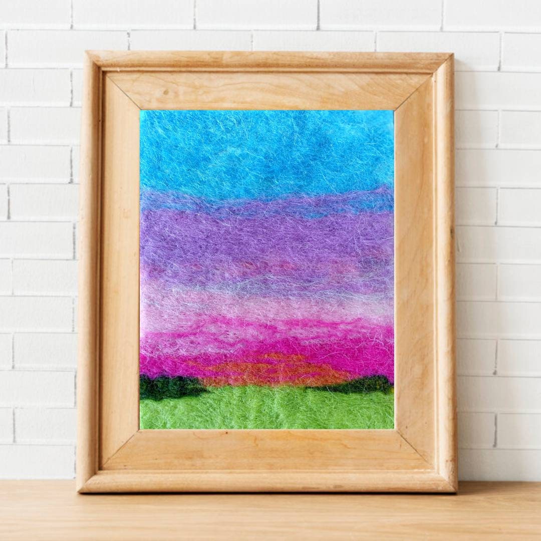 Dream Land Abstract Felt Art Landscape Wool Painting Etsy
