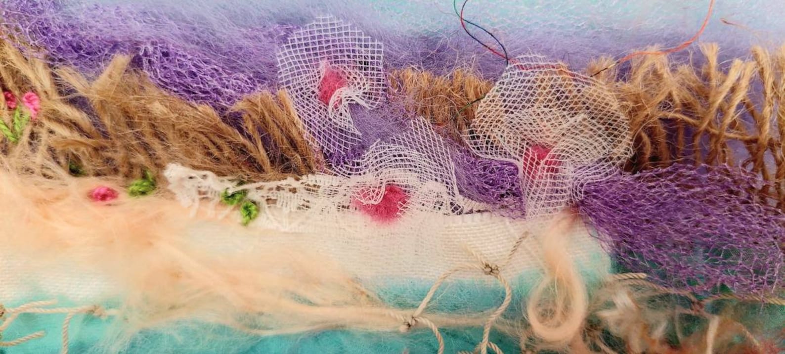 View of Embroidered Art Textile Wall Art abstract Embroidered Fabric - Etsy