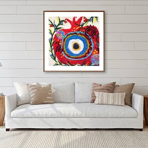 Pomegranate Wool Painting Mystic Evil Eye Felt Art Turkish - Etsy