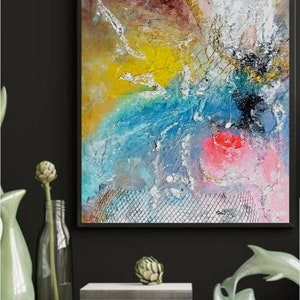 Original Textured Abstract Painting, Unique Modern Canvas Art, Colorful Living Room Wall Art Decor, Christmas Art Gift, Housewarming Gift