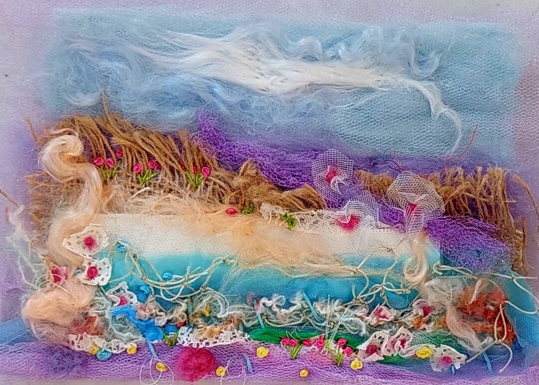 View of Embroidered Art, Textile Wall Art ,abstract Embroidered Fabric Picture ...