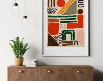 Modern Felt Wall Art: Abstract Wool Textile Tapestry