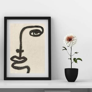 One Line Felt Art, Modern Minimalist Wool Painting, Wool wall hanging,Needle felted Painting