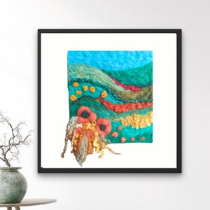 Landscape Wool Painting, Needle felted Fields Wool Wall Art, Mountains Felt Art Decor, Felt Wall Art Decor, Gift For Mom, Exceptional art