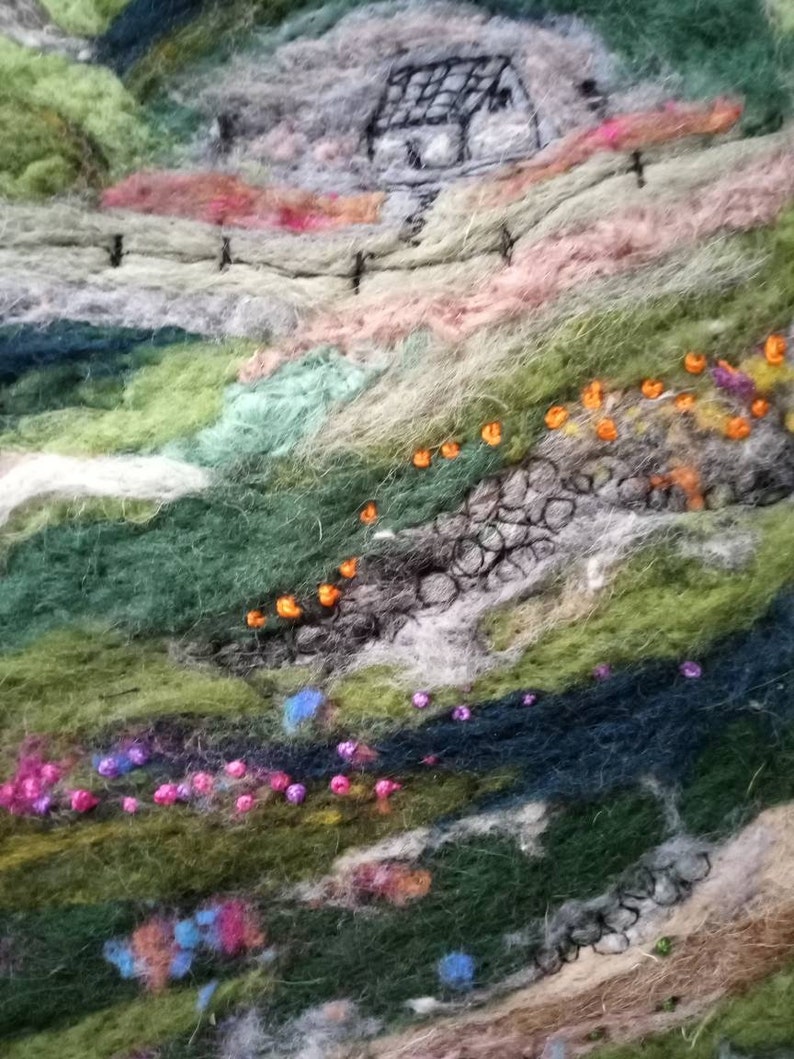 Green Fields Wool Painting Landscape Felt Art Needle Felted - Etsy