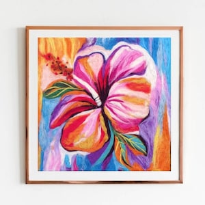 Flower needle felted Wool Painting. COLORFUL felt art