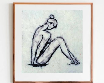 Abstract minimalist figurative Wool Painting.