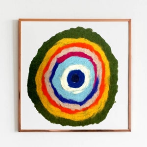 Evil Eye Wool Painting: Turkish Nazar Amulet Felt Wall Art