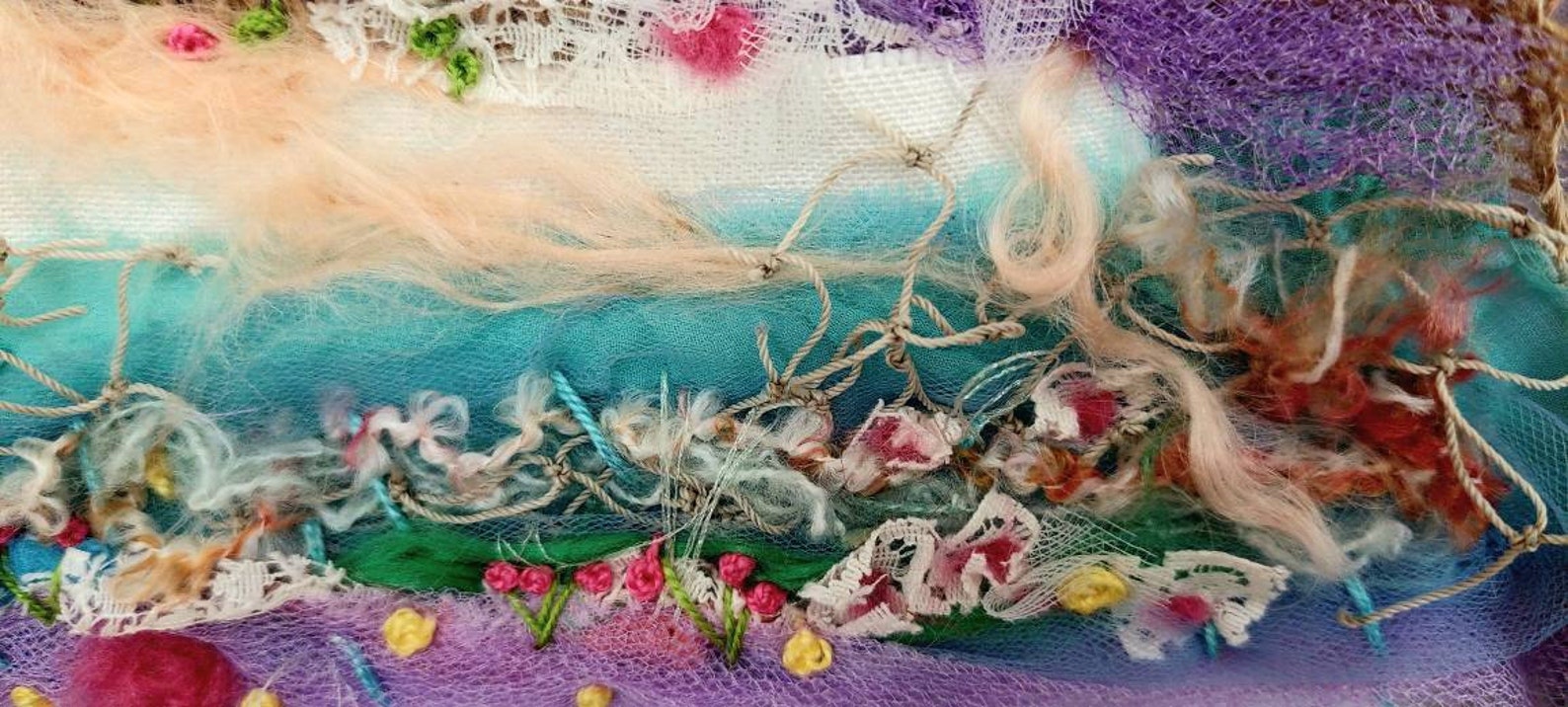 Embroidered Art Textile Wall Art abstract Embroidered Fabric - Etsy - Textured Embroidered Wall Art Fabrics