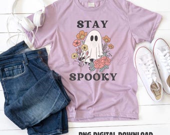 Stay Spooky Halloween PNG, Digital Download, Instant Download, Floral Ghost