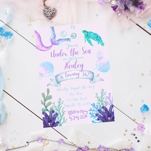 Mermaid Birthday Invitation-Digital Download-Editable Template-Children’s Birthday