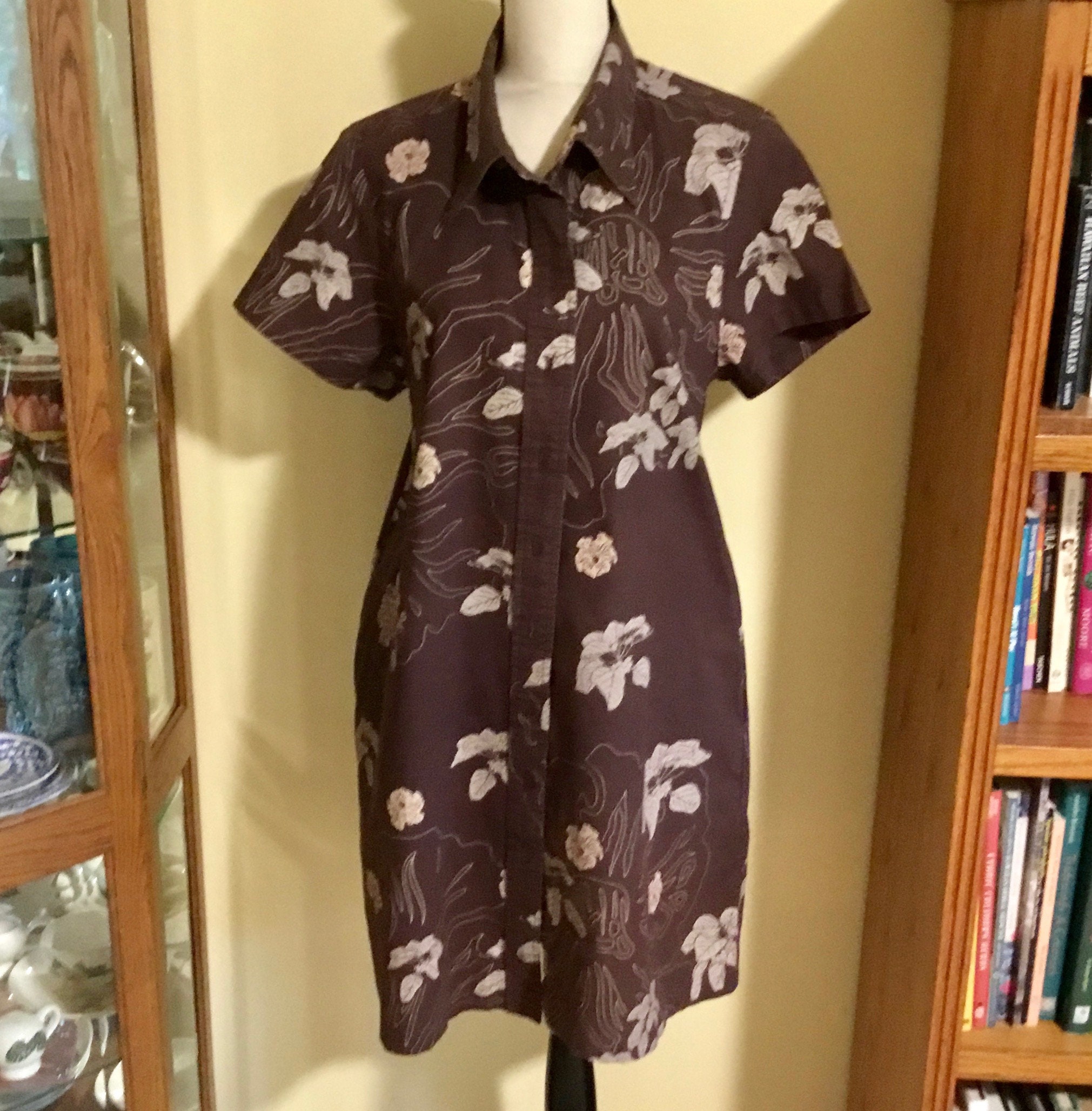 Vintage sig Zane Aloha Shirt Dress size L Tropical Pattern, Knee 