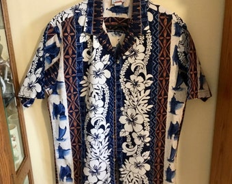 Vintage "Evergreen Island" Men's Large Aloha Shirt - Made in Hawaii - 1970's to 1990's