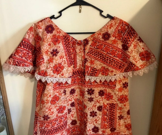 Vintage Handmade Bark Cloth Aloha Muumuu Dress (L… - image 4