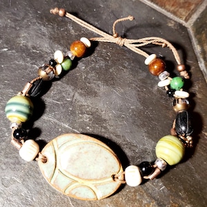 Ceramic and Natural Stone Handwoven Bracelet