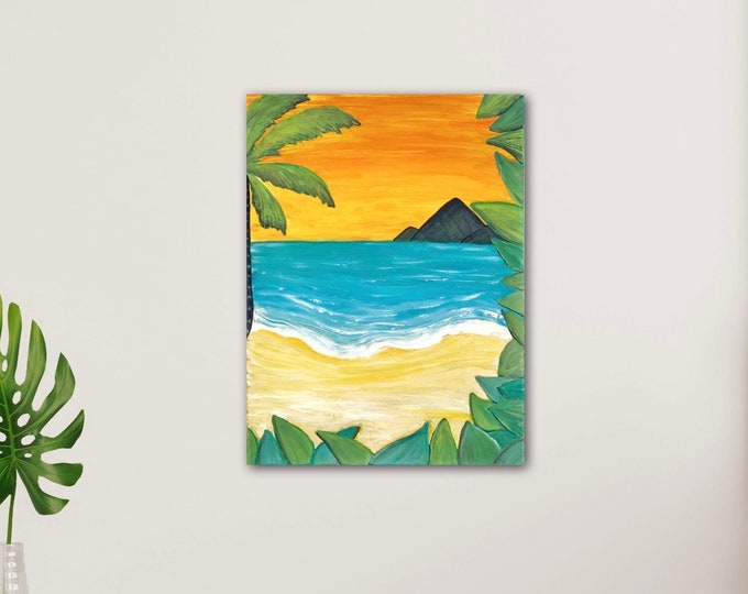 Beach Painting 1 - limited series Maui art original acrylic painting on 16x12” cotton stretched canvas