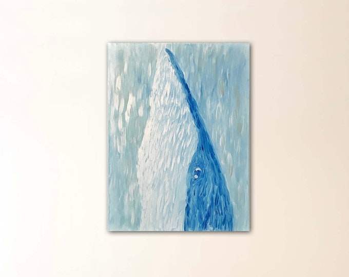 Whale Painting, The Curious Whale Original Acrylic Painting, Whale Wall Art on 18x24 inch canvas