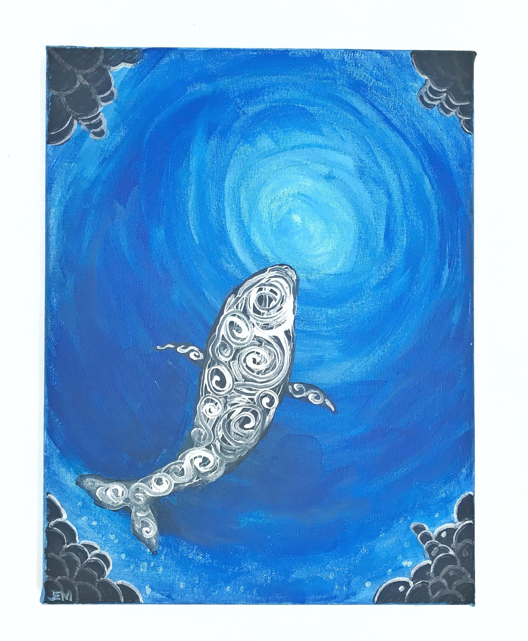 Whale By The Moonlight Painting Whale Wall Art Hawaiian Maui Humpback Whale Art Whale Decor Whale Lovers Whale Gift Sea Decor 11x14 Canvas